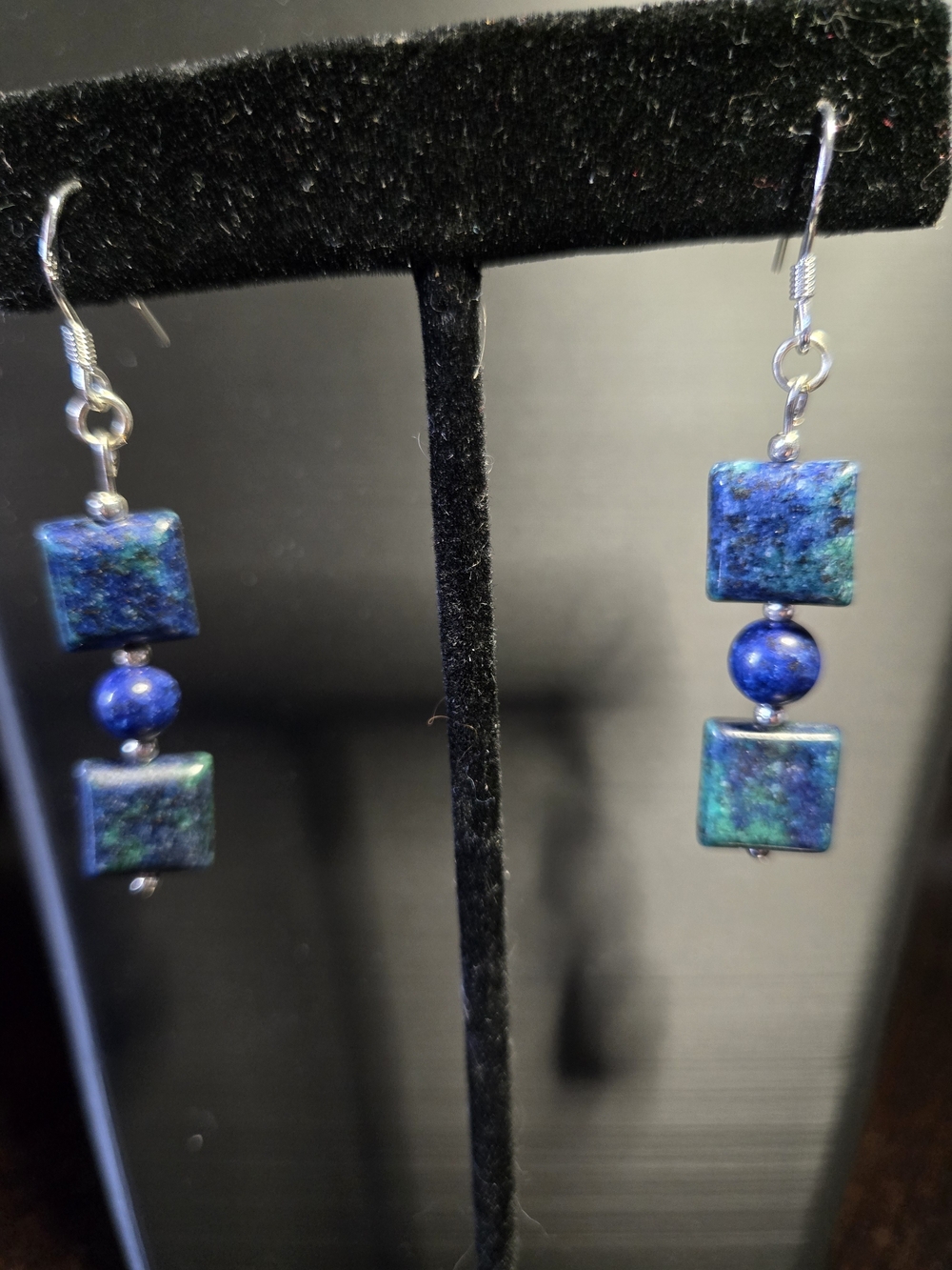 Artisan Azurite Earrings - Picture 2 of 2